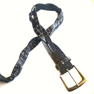 Brown Braided Silver Crystal & Gold Studded Belt 7